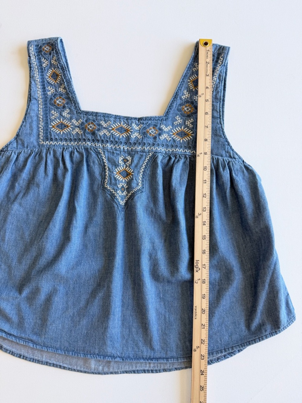 Wrangler Retro Embroidered Chambray Tank Top XL Western Boho Cotton - Picture 7 of 10